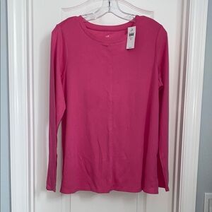 JJill NWT Women's Pink Long-Sleeve Pima Crew-neck Tee medium
